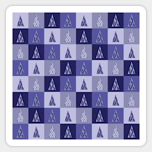 Blue Checkered Christmas Trees Pattern Sticker